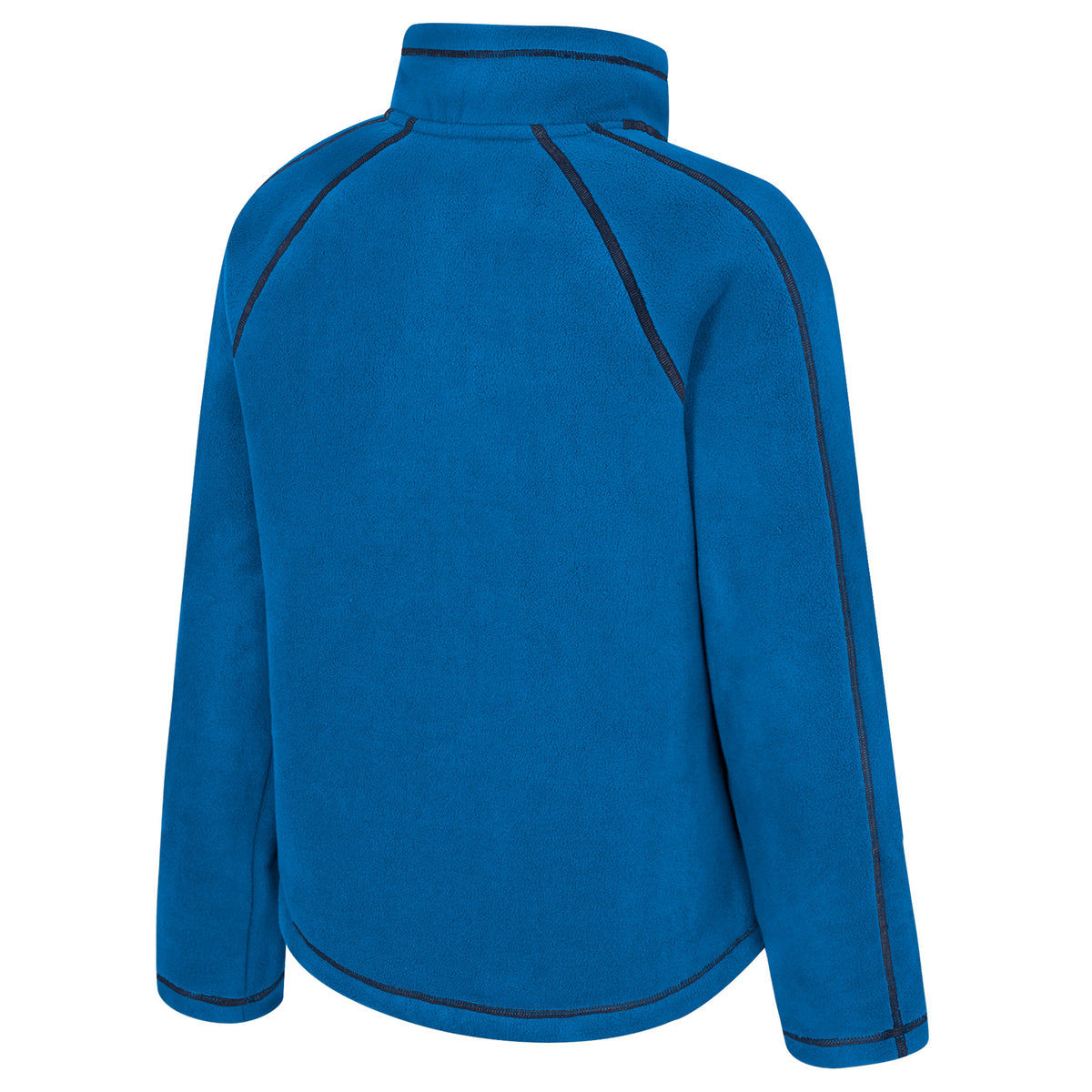 The back of a blue Toronto Sceptres full-zip fleece jacket with black stitched seams along the arms, shoulders, and collar.