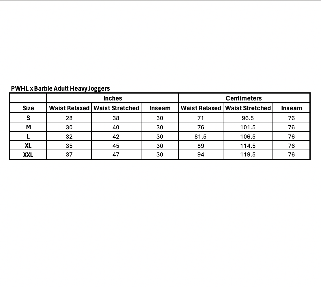 PWHL x Barbie by Peace Collective Adult Heavy Joggers - Pants in XS