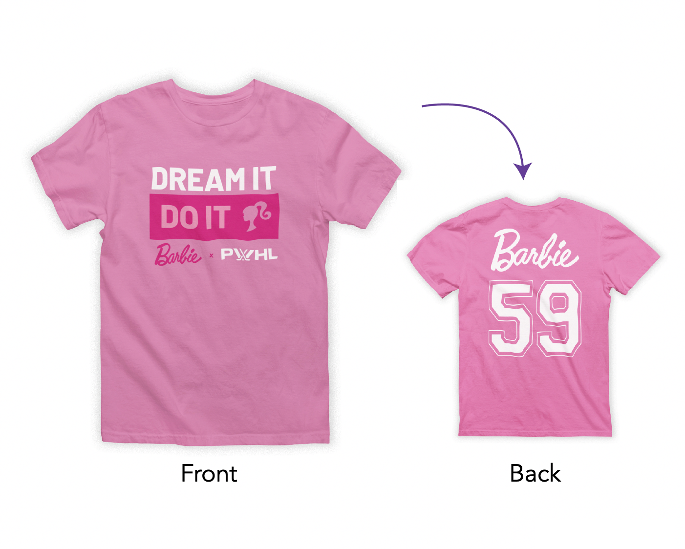 T-shirt pour enfants PWHL x Barbie « Dream it, Do it »