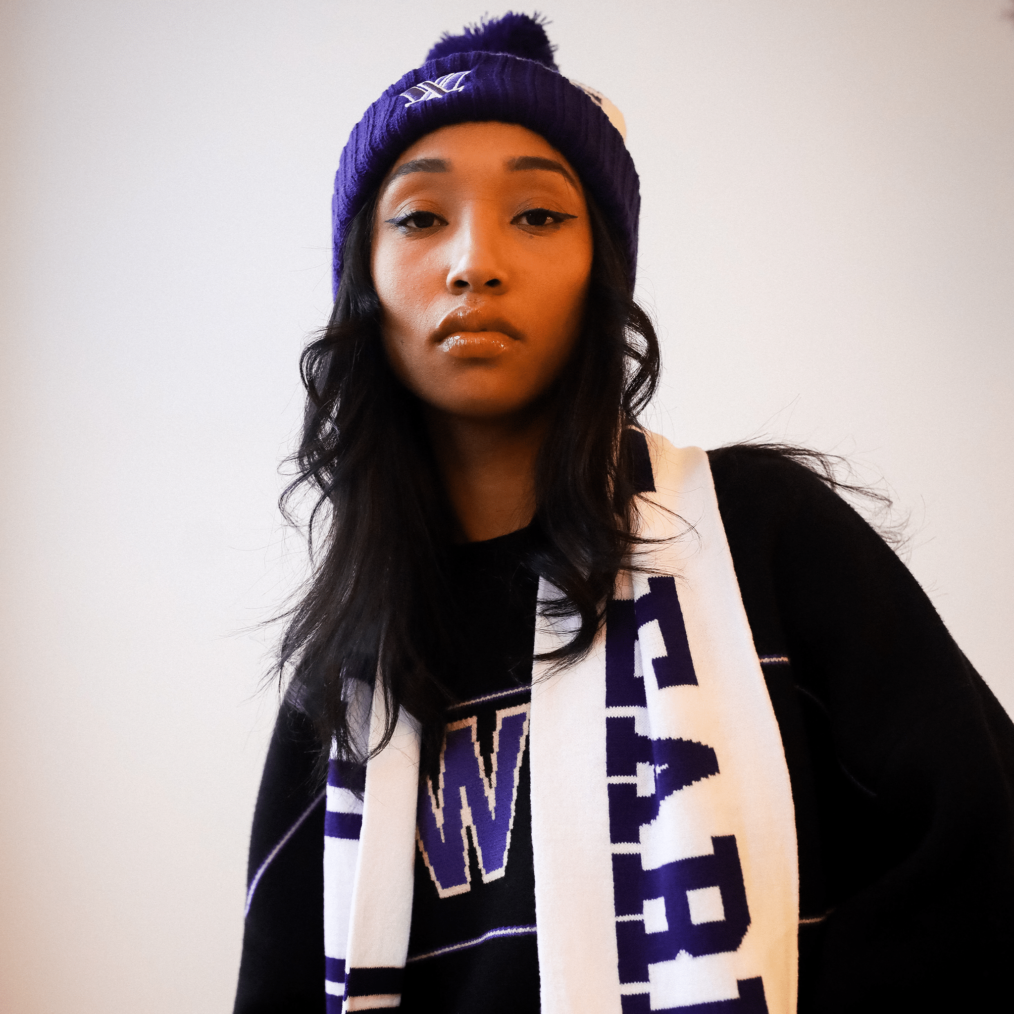 Adult PWHL Peace Collective Ice Time Earned Knit Pom Beanie - Hat in Purple